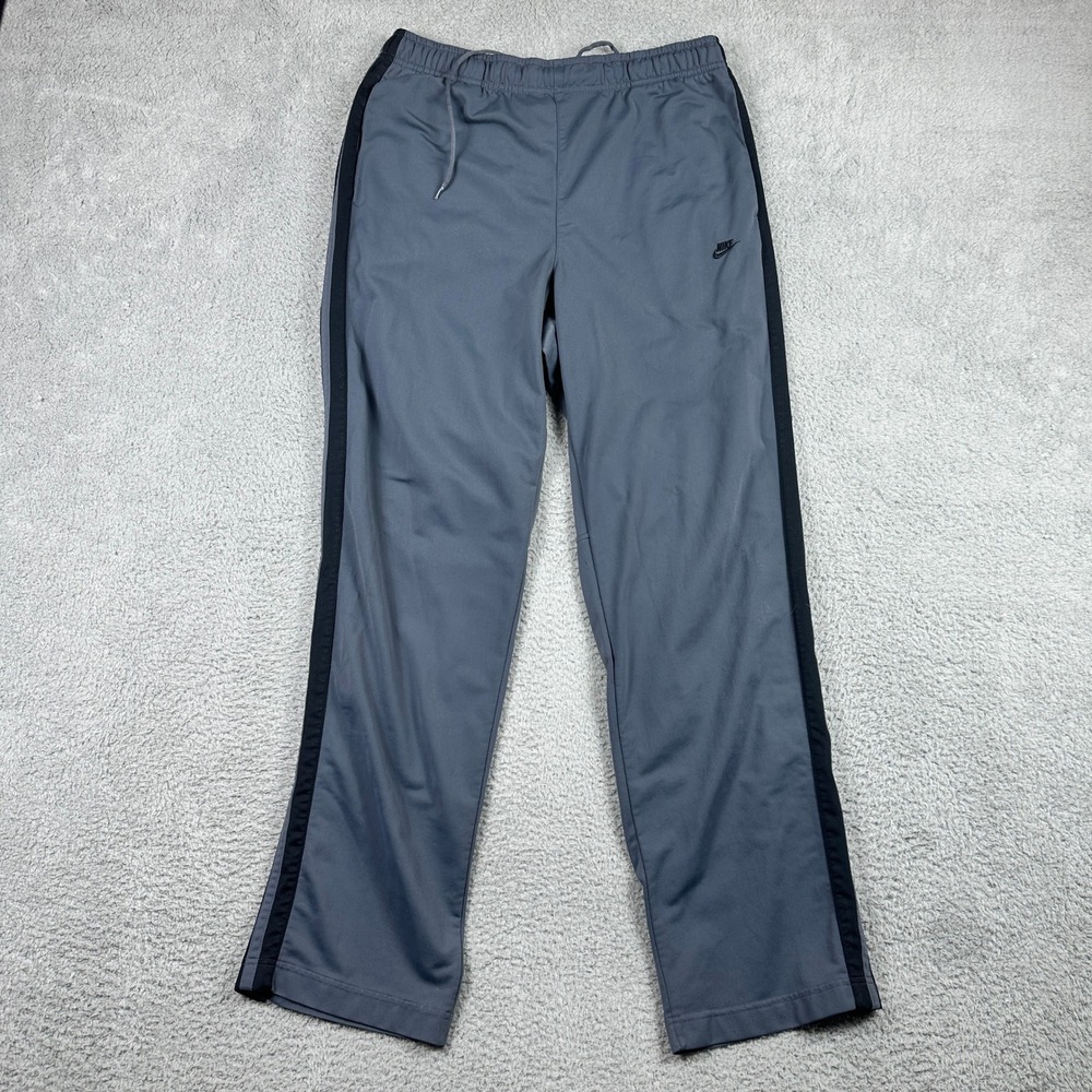 Nike Vintage 90s Loose Track Pants Mens XL Gray Black Side Stripe Ankle Zip Y2K